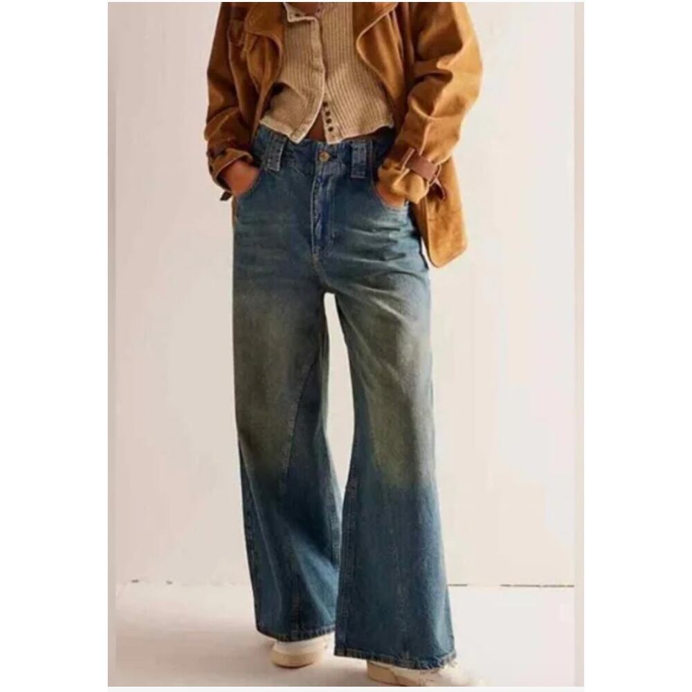 Free People Chill Vibes Dropped Wide-Leg Jeans 27 NEW